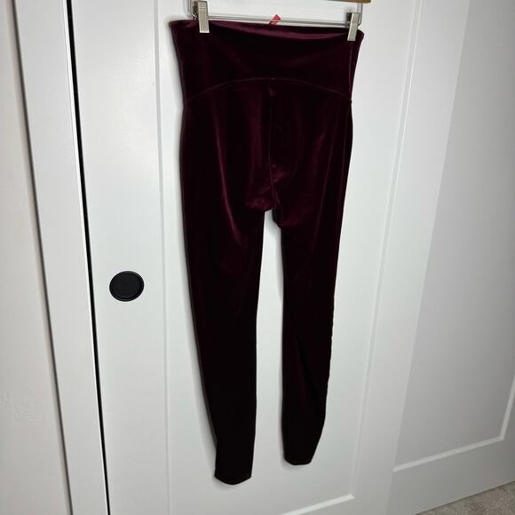 Spanx Velour Stretch Velvet High Rise Burgundy Wine Leggings Size Large - Picture 4 of 5